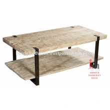 Table basse industrielle en bois et en métal de 2 étages